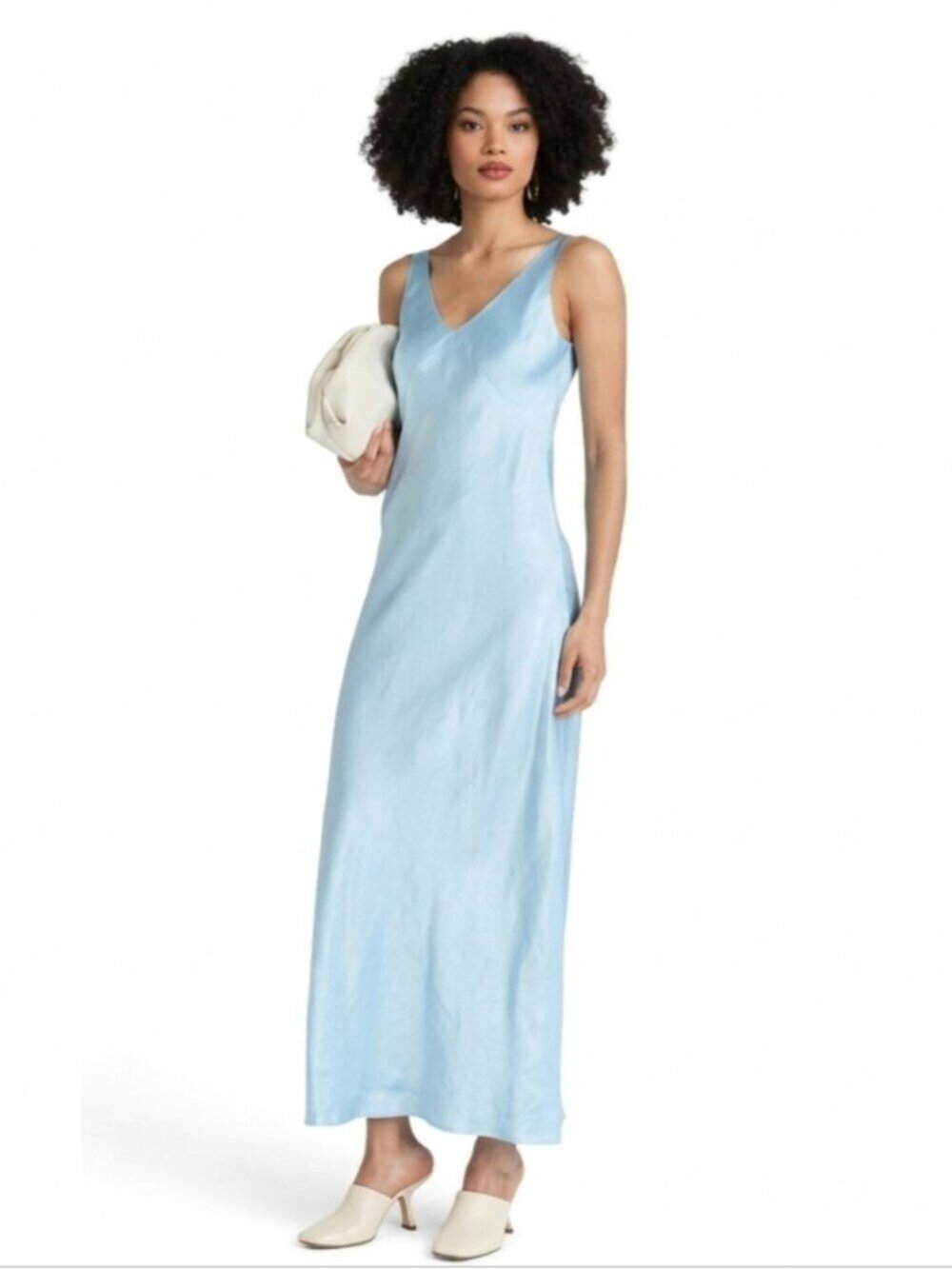 NWT Vince Crinkled Satin Bias Cut Satin Maxi Dress
